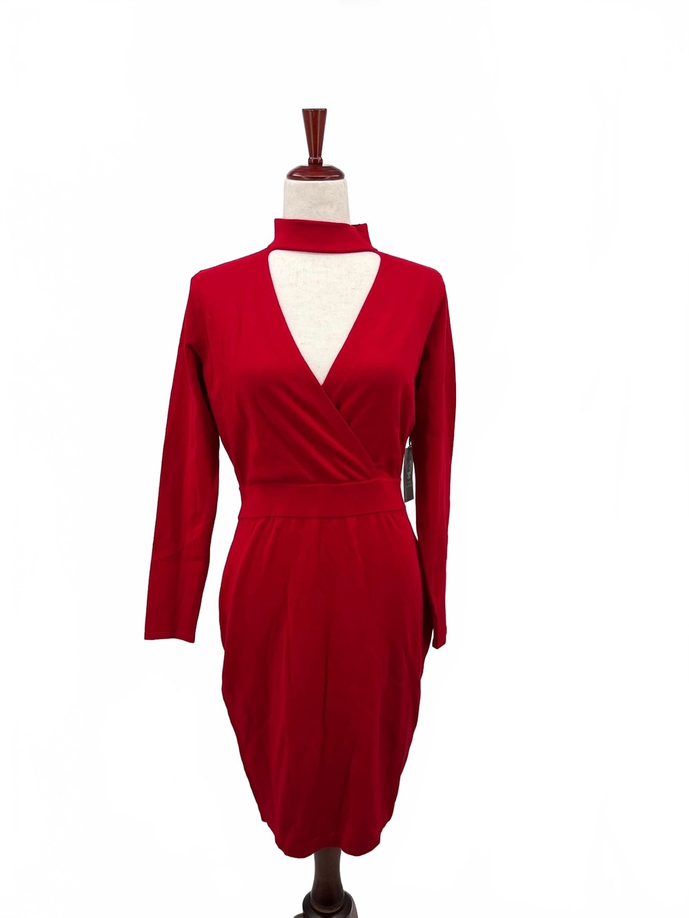 Vince Camuto Red Long Sleeve Dress Midi Pencil Cut-Out | Womens S